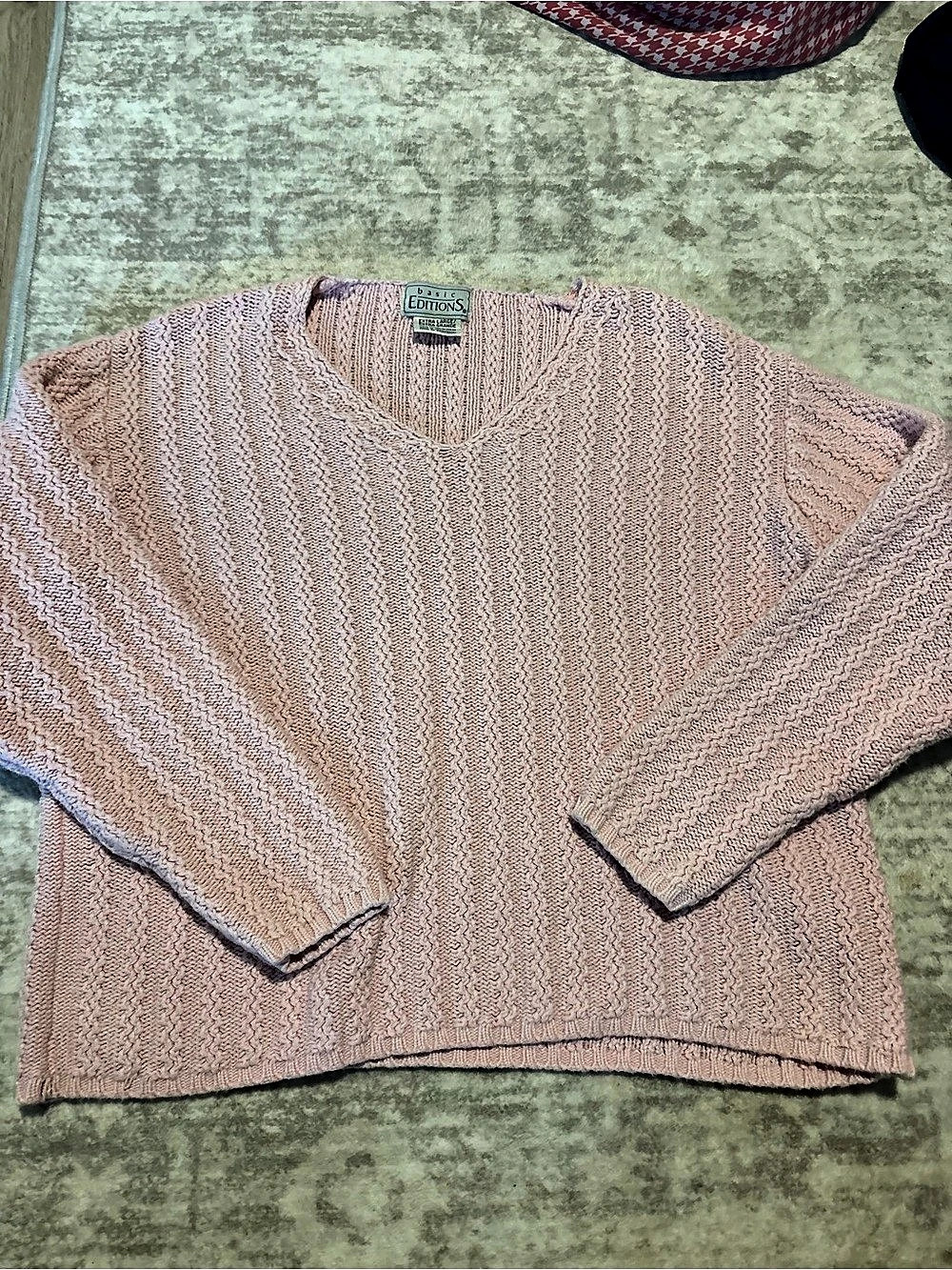 Basic Editions Cable Knit Sweater in Pink Size XL Like New